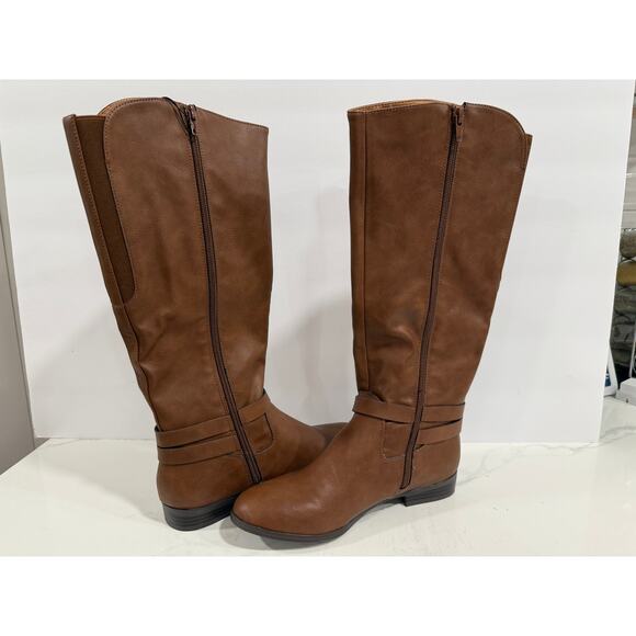 ShoeDazzle Reena Brown Snake Tall Boots Flat Knee High Faux Snakeprint Y2K 9.5 - Picture 3 of 11